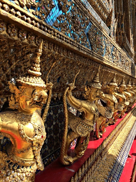 Gold leaf and mosaic detail Wat Phra Kaew--www.thethreeyearexperiment.com