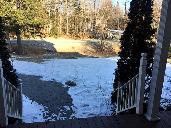 cold frosty lawn March NH--www.thethreeyearexperiment.com
