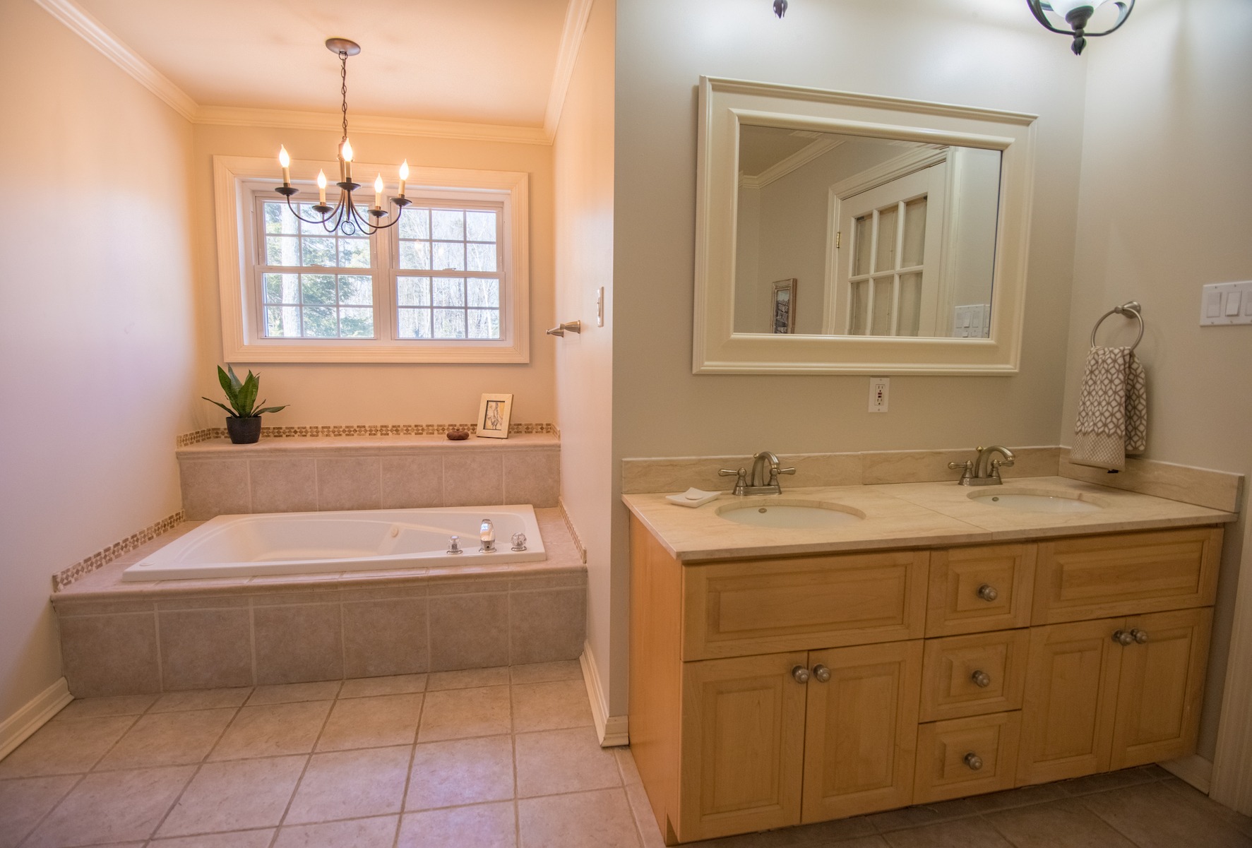 Master bathroom tub www.thethreeyearexperiment.com